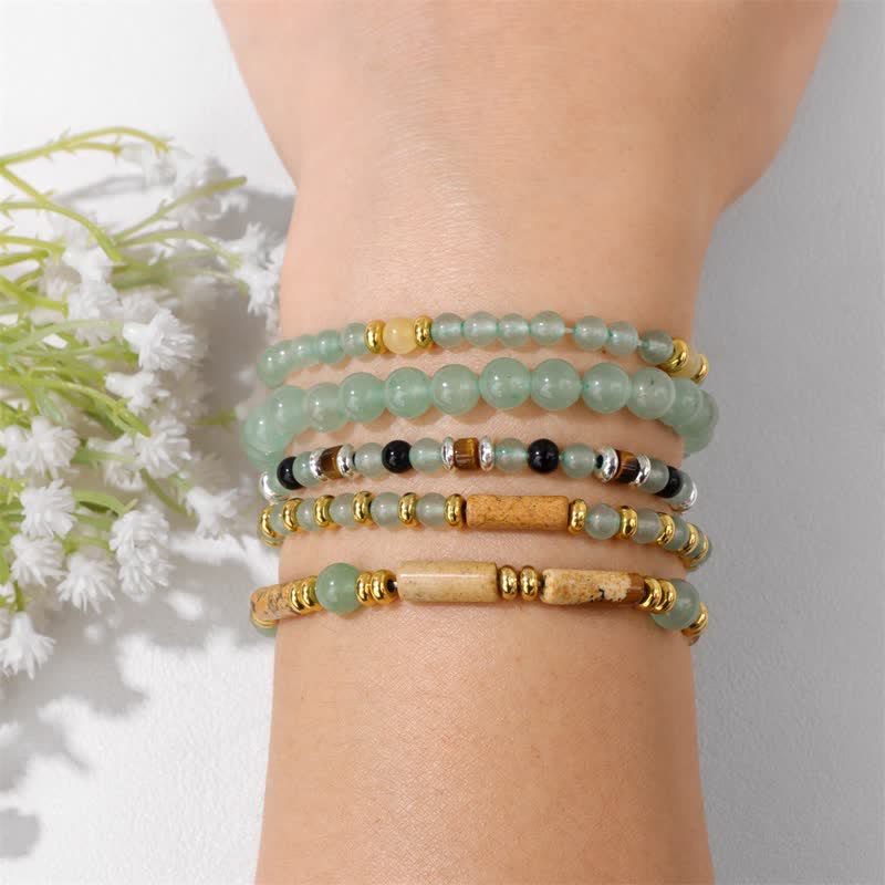 Olivenorma Braccialetto di perline di pietra da 4 mm, 5 pezzi 