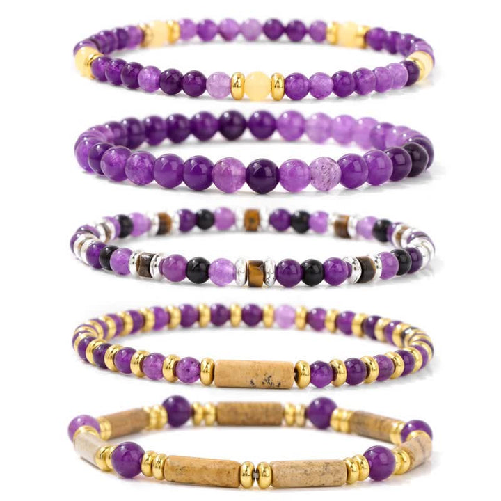 Olivenorma Braccialetto di perline di pietra da 4 mm, 5 pezzi 