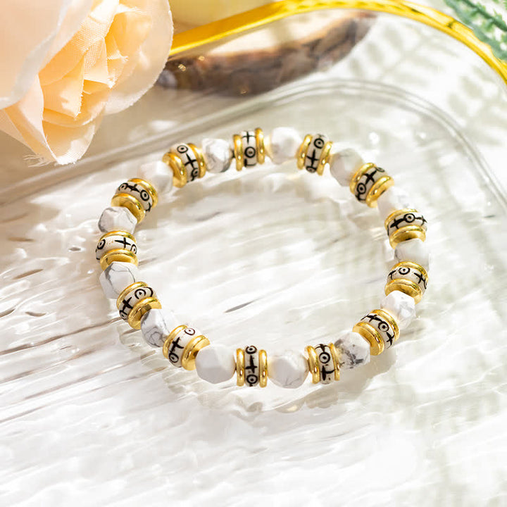 Braccialetto di perline con rullo in pietra sfaccettata naturale Olivenorma 