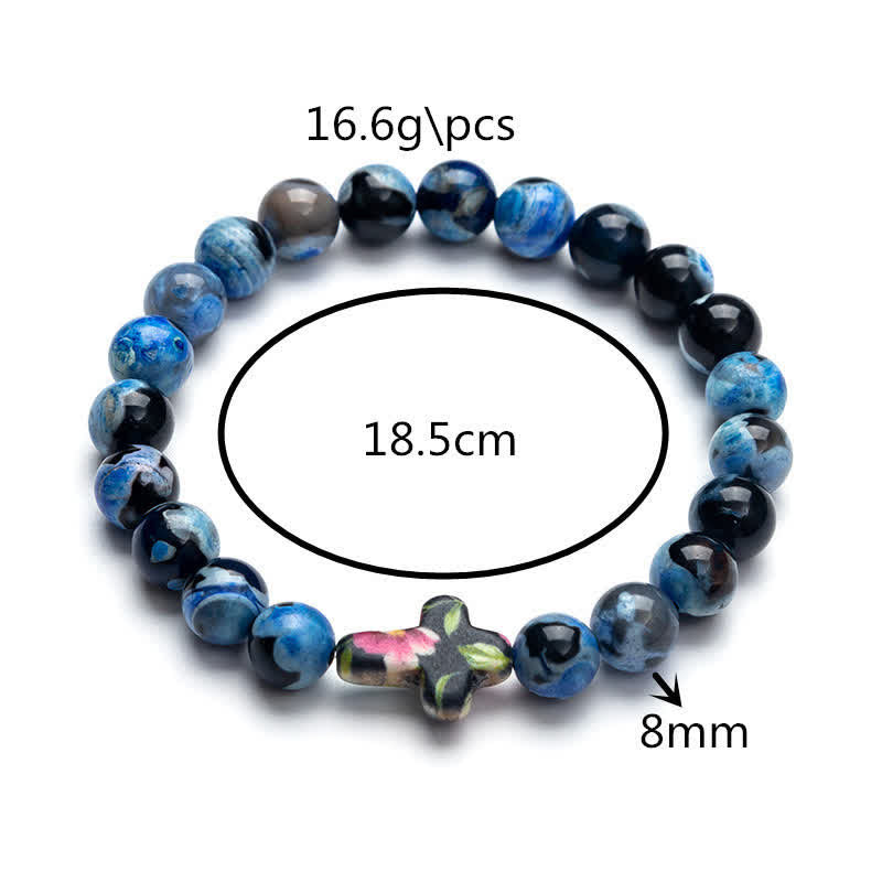 Bracciale con croce in agata naturale Olivenorma Flame 