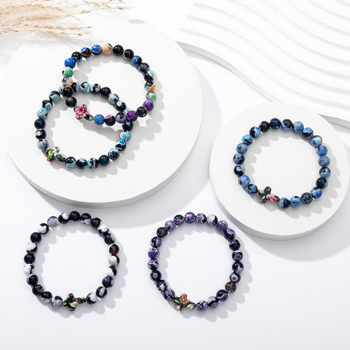 Bracciale con croce in agata naturale Olivenorma Flame 