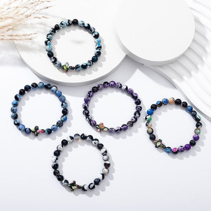 Bracciale con croce in agata naturale Olivenorma Flame 