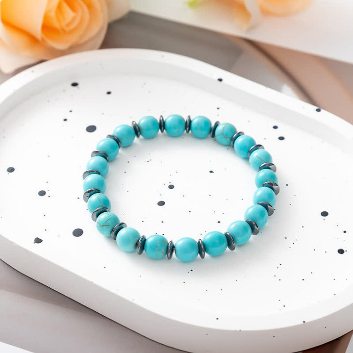 Bracciale di perline in metallo con piastra in pietra naturale Albero della vita Olivenorma 