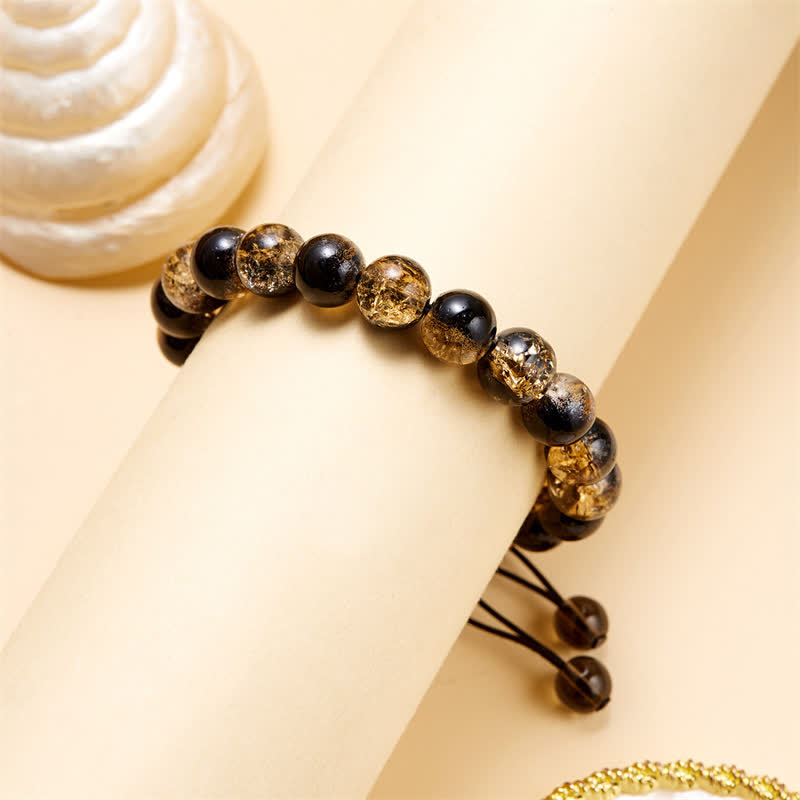 Bracciale perline in vetro scintillante blu nero Olivenorma 