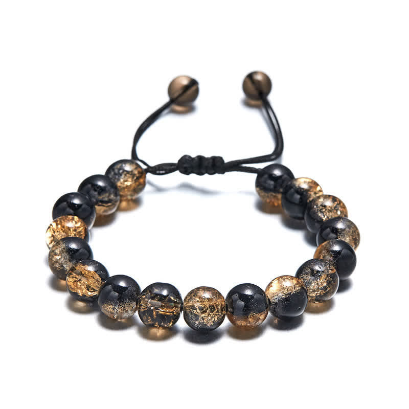 Bracciale perline in vetro scintillante blu nero Olivenorma 