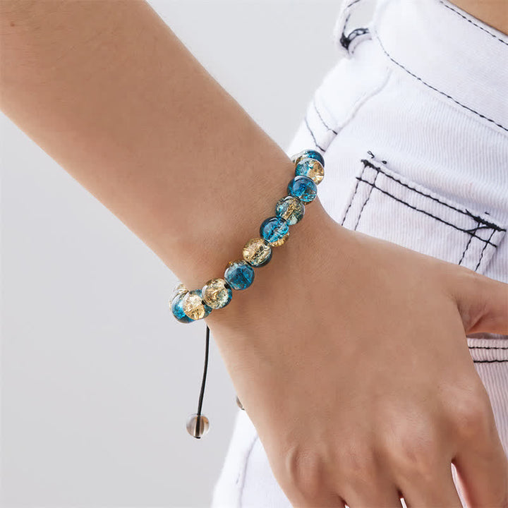 Bracciale perline in vetro scintillante blu nero Olivenorma 