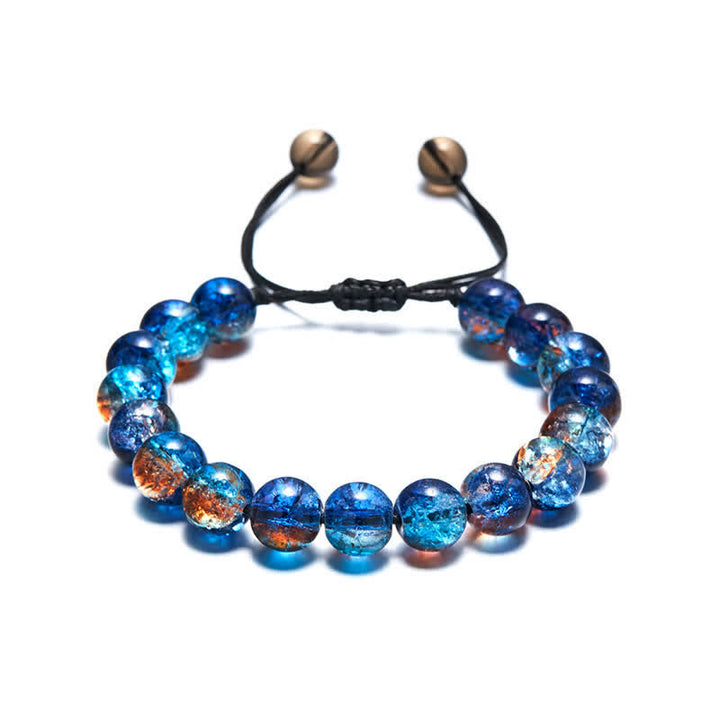 Bracciale perline in vetro scintillante blu nero Olivenorma 