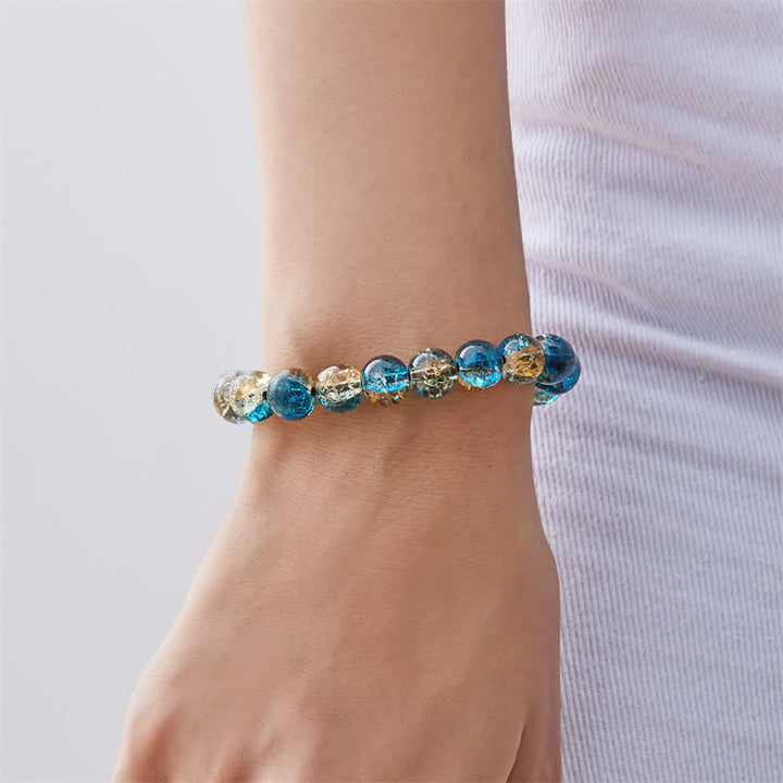 Bracciale perline in vetro scintillante blu nero Olivenorma 