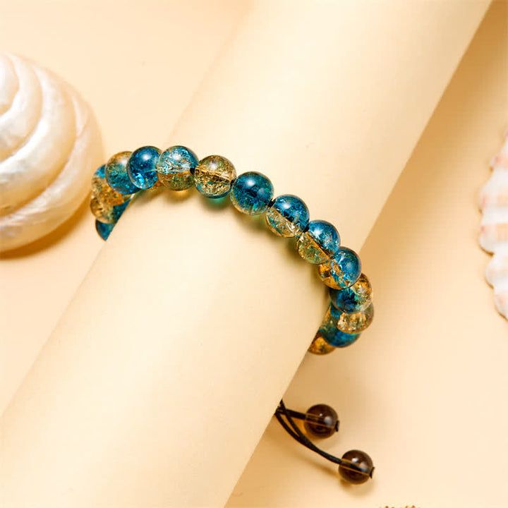 Bracciale perline in vetro scintillante blu nero Olivenorma 