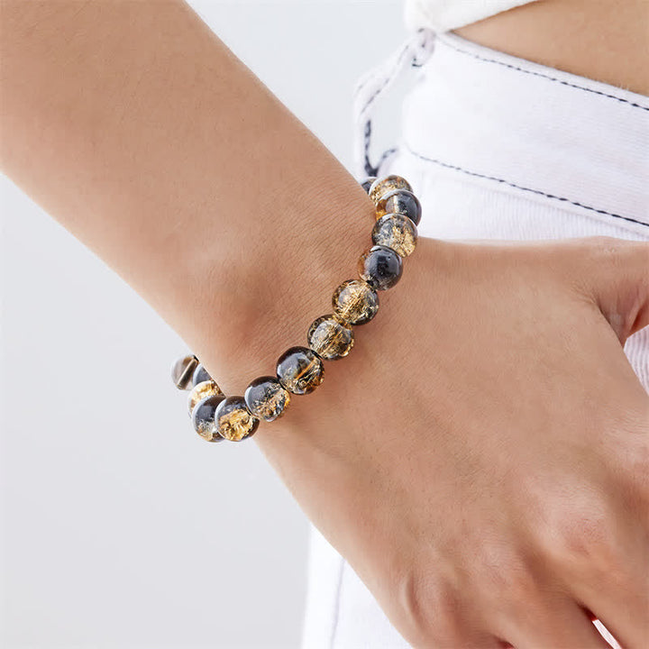 Bracciale perline in vetro scintillante blu nero Olivenorma 