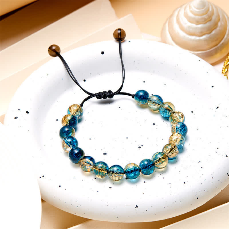 Bracciale perline in vetro scintillante blu nero Olivenorma 