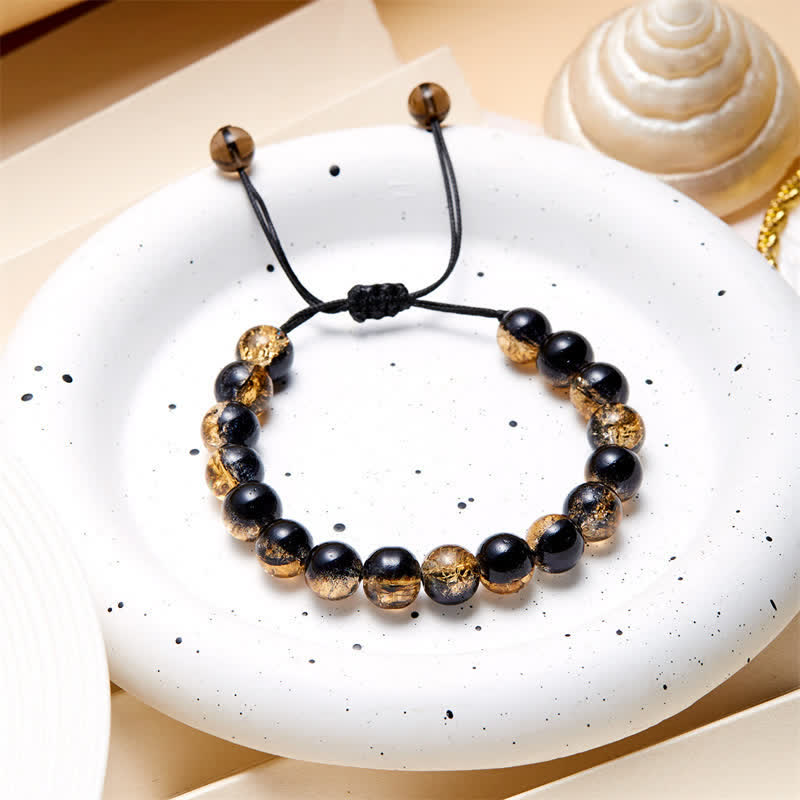 Bracciale perline in vetro scintillante blu nero Olivenorma 