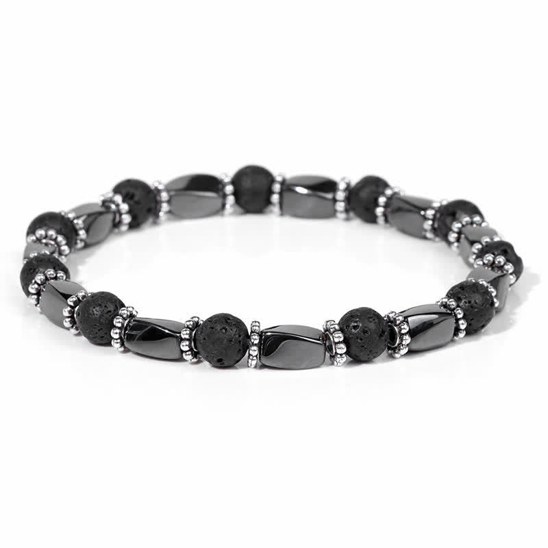 Braccialetto di perline di cristallo di ematite naturale Olivenorma