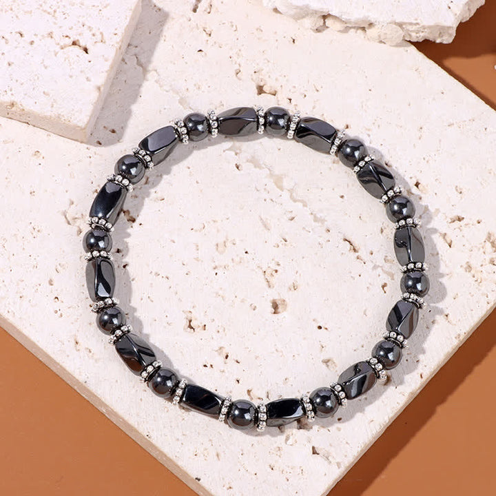 Braccialetto di perline di cristallo di ematite naturale Olivenorma