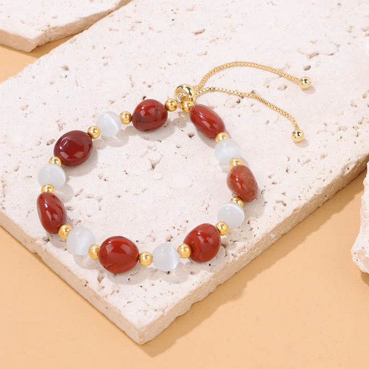 Braccialetto di perline di cristallo irregolare naturale in pietra occhio di gatto Olivenorma 