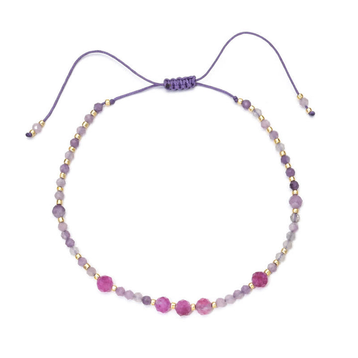 Braccialetto con coulisse in perle fini di ametista naturale Olivenorma 