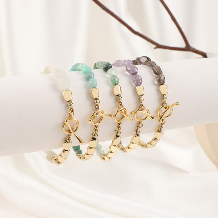 Bracciale Olivenorma con perline di pietra naturale irregolare in metallo 