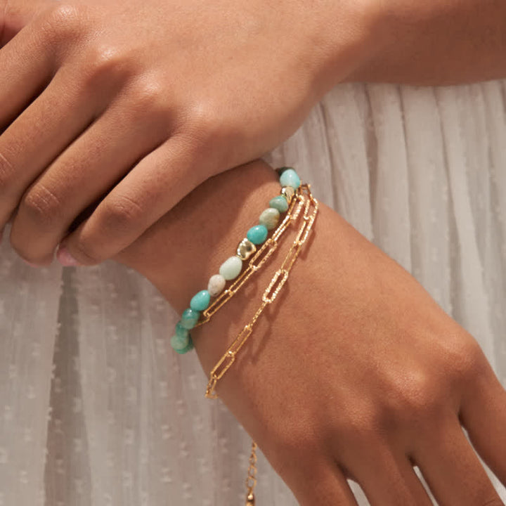 Bracciale Olivenorma con perline di pietra naturale irregolare in metallo 