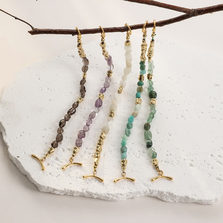 Bracciale Olivenorma con perline di pietra naturale irregolare in metallo 