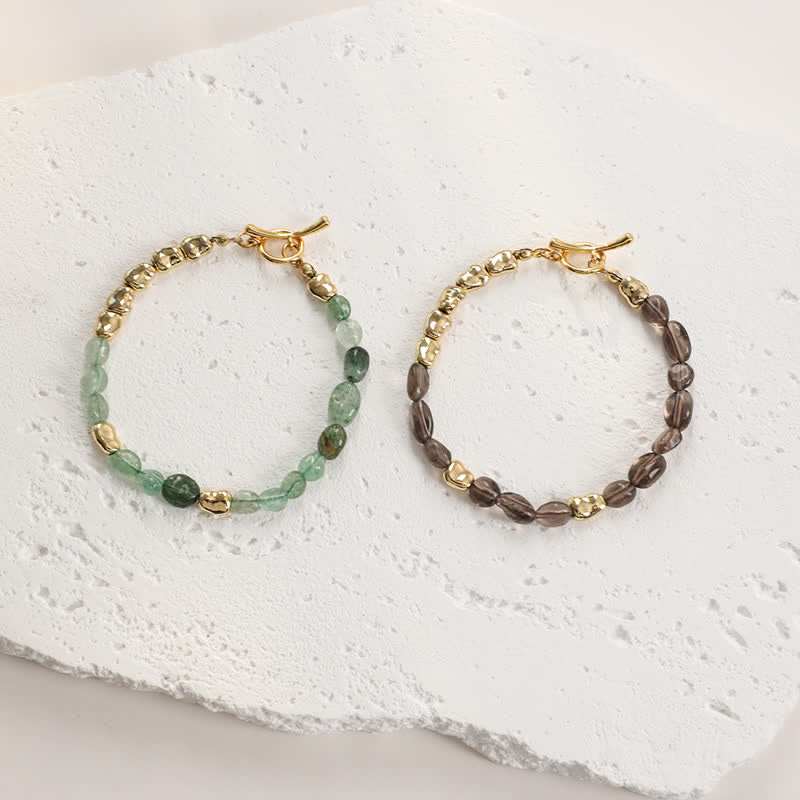 Bracciale Olivenorma con perline di pietra naturale irregolare in metallo 