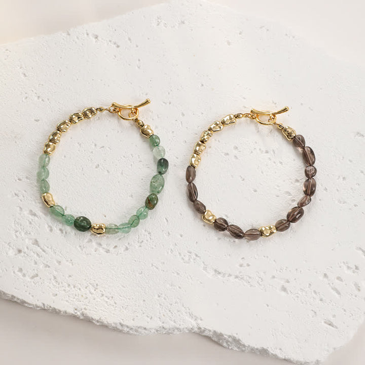 Bracciale Olivenorma con perline di pietra naturale irregolare in metallo 