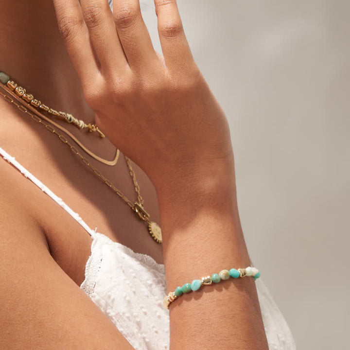 Bracciale Olivenorma con perline di pietra naturale irregolare in metallo 