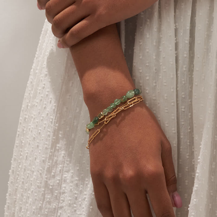 Bracciale Olivenorma con perline di pietra naturale irregolare in metallo 