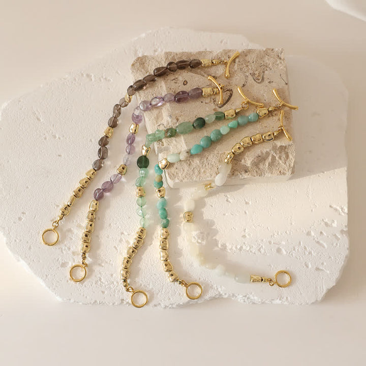 Bracciale Olivenorma con perline di pietra naturale irregolare in metallo 