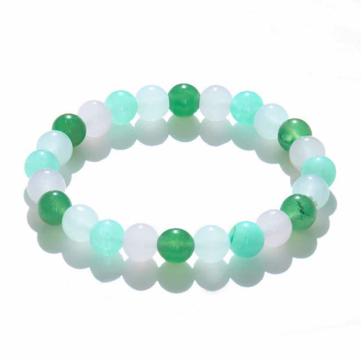 Bracciale Olivenorma con perline di quarzo rosa, fluorite verde e cristallo trasparente 