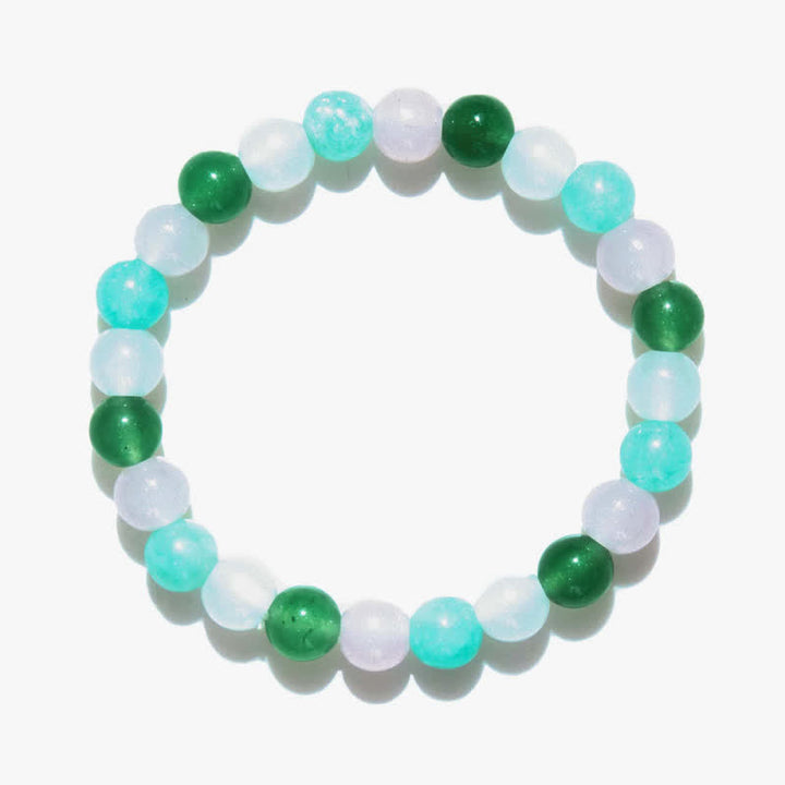 Bracciale Olivenorma con perline di quarzo rosa, fluorite verde e cristallo trasparente 