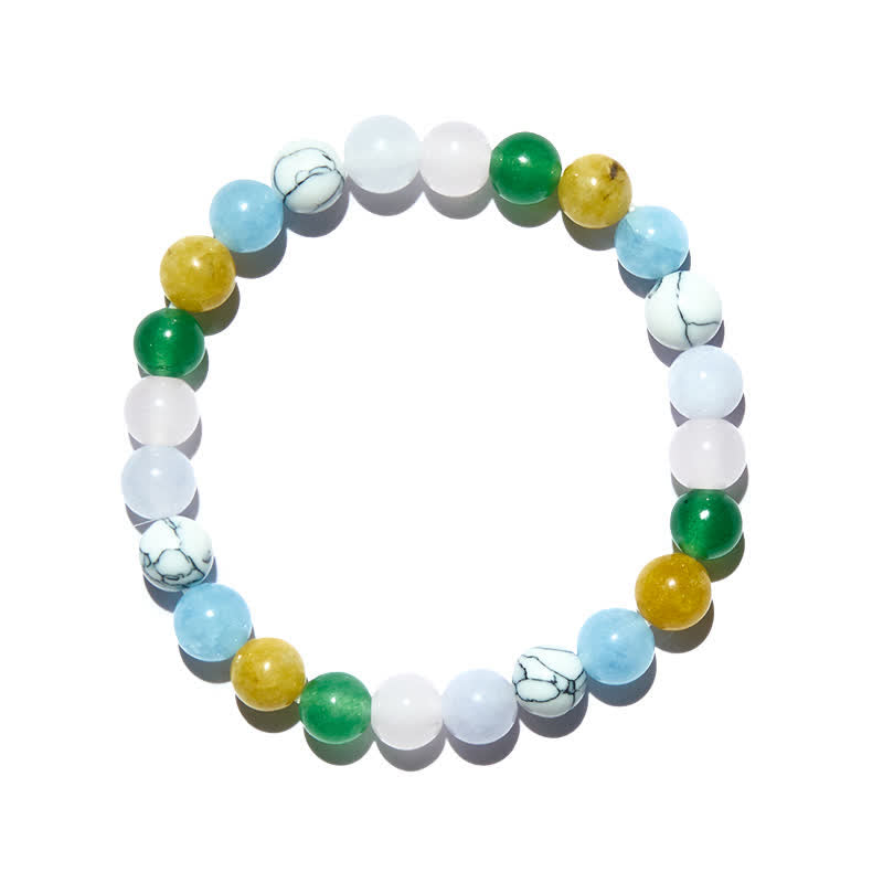 Bracciale Olivenorma con perline in pietra naturale multicolore da 8 mm 