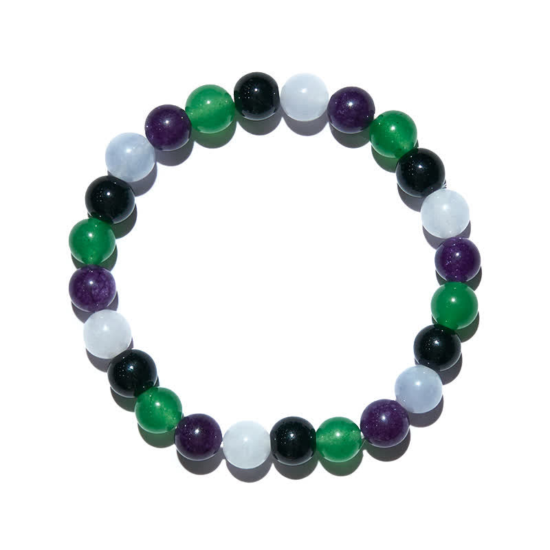 Olivenorma Braccialetto di perline di ametista multicolore in pietra naturale da 8 mm 