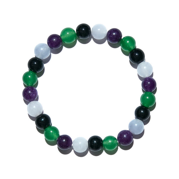 Olivenorma Braccialetto di perline di ametista multicolore in pietra naturale da 8 mm 