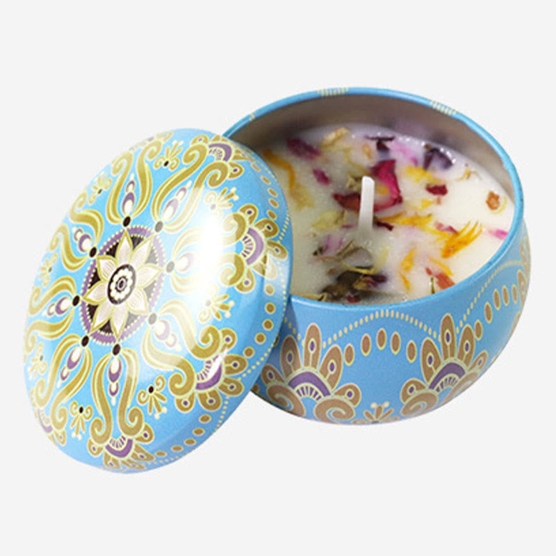 Olivenorma Candela di soia naturale con fiori secchi Aromaterapia di cristallo