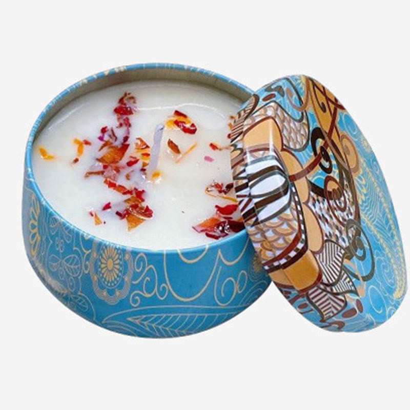 Olivenorma Candela di soia naturale con fiori secchi Aromaterapia di cristallo