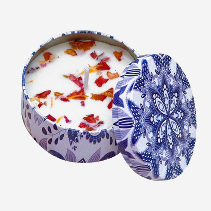 Olivenorma Candela di soia naturale con fiori secchi Aromaterapia di cristallo