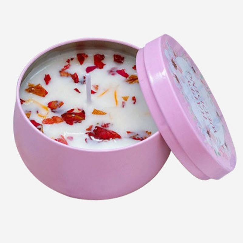 Olivenorma Candela di soia naturale con fiori secchi Aromaterapia di cristallo