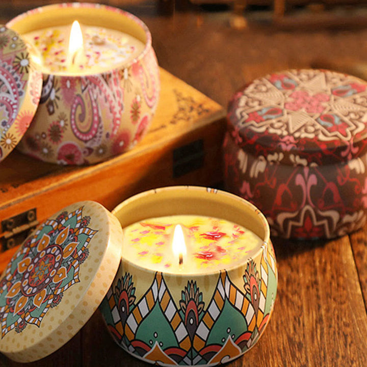 Olivenorma Candela di soia naturale con fiori secchi Aromaterapia di cristallo