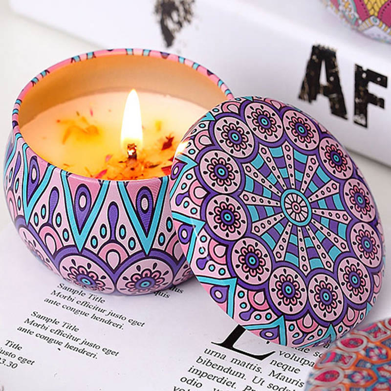 Olivenorma Candela di soia naturale con fiori secchi Aromaterapia di cristallo