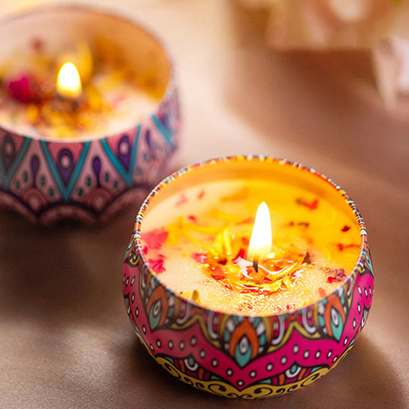 Olivenorma Candela di soia naturale con fiori secchi Aromaterapia di cristallo