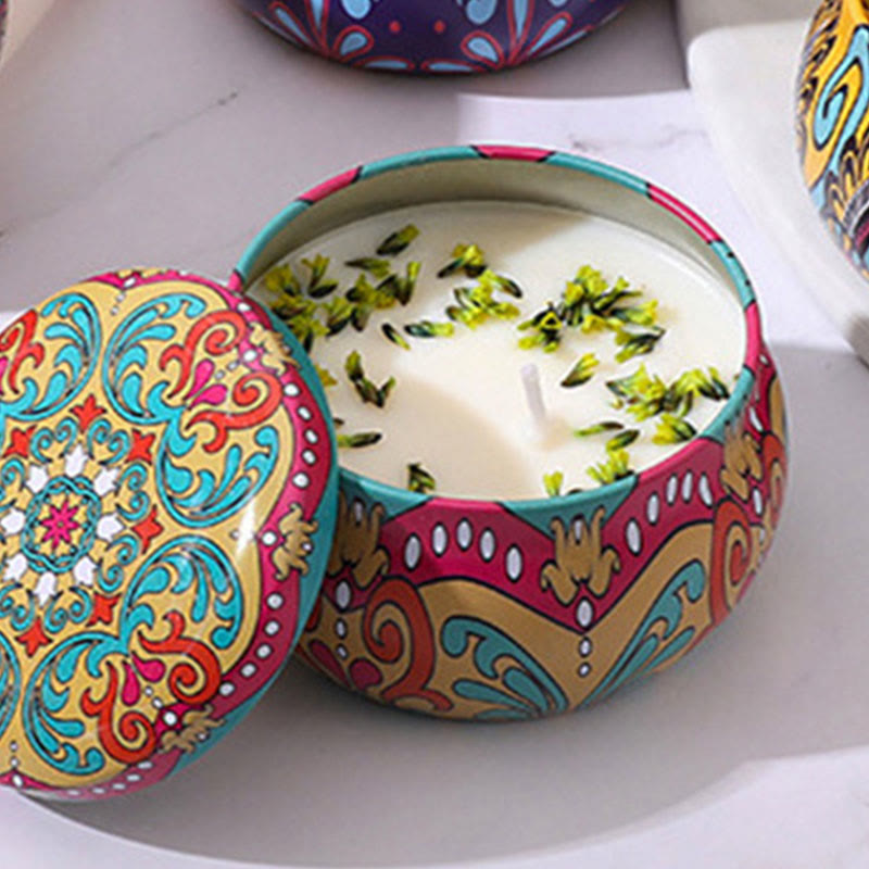 Olivenorma Candela di soia naturale con fiori secchi Aromaterapia di cristallo