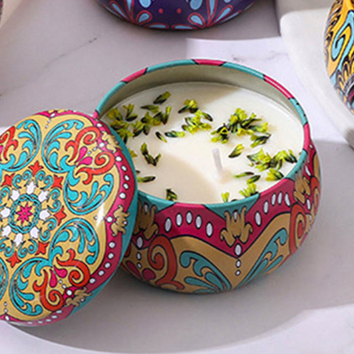 Olivenorma Candela di soia naturale con fiori secchi Aromaterapia di cristallo