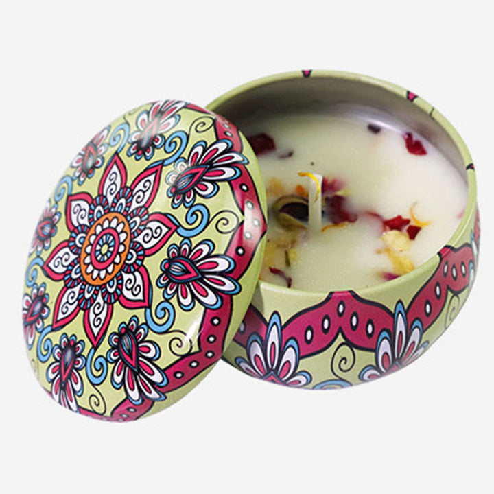 Olivenorma Candela di soia naturale con fiori secchi Aromaterapia di cristallo