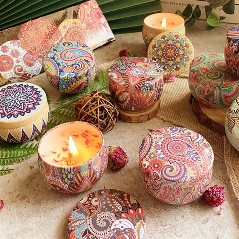 Olivenorma Candela di soia naturale con fiori secchi Aromaterapia di cristallo