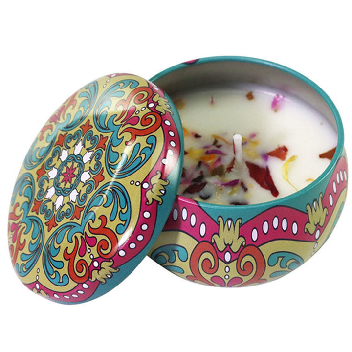 Olivenorma Candela di soia naturale con fiori secchi Aromaterapia di cristallo