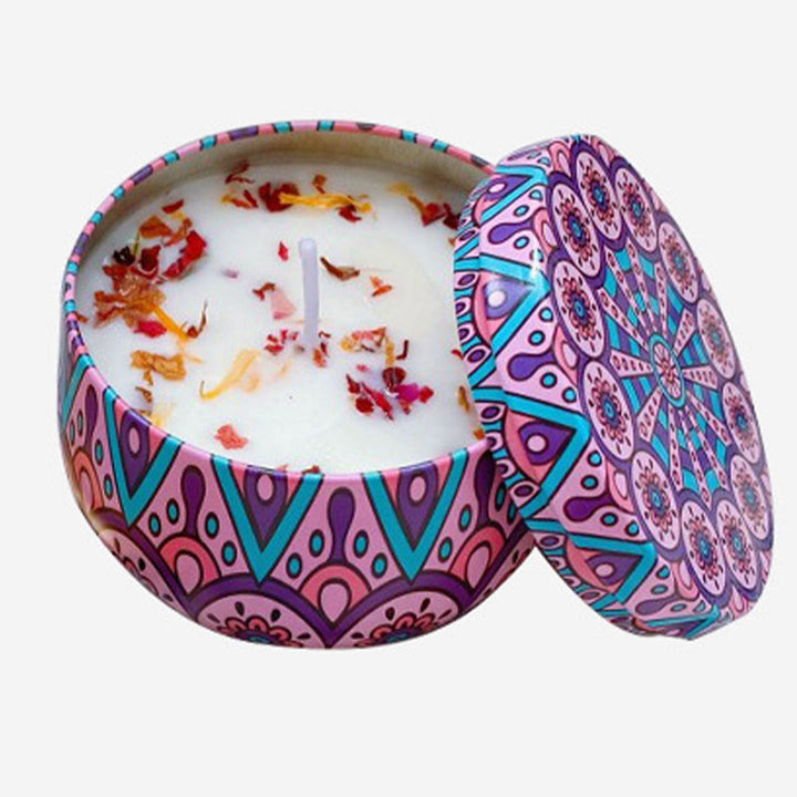 Olivenorma Candela di soia naturale con fiori secchi Aromaterapia di cristallo