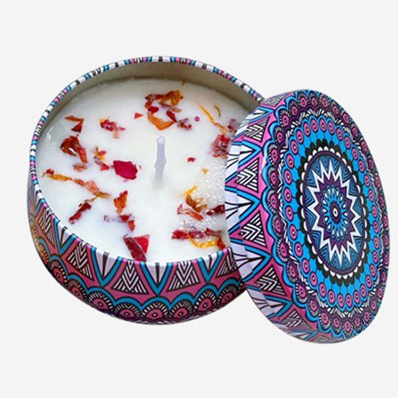 Olivenorma Candela di soia naturale con fiori secchi Aromaterapia di cristallo