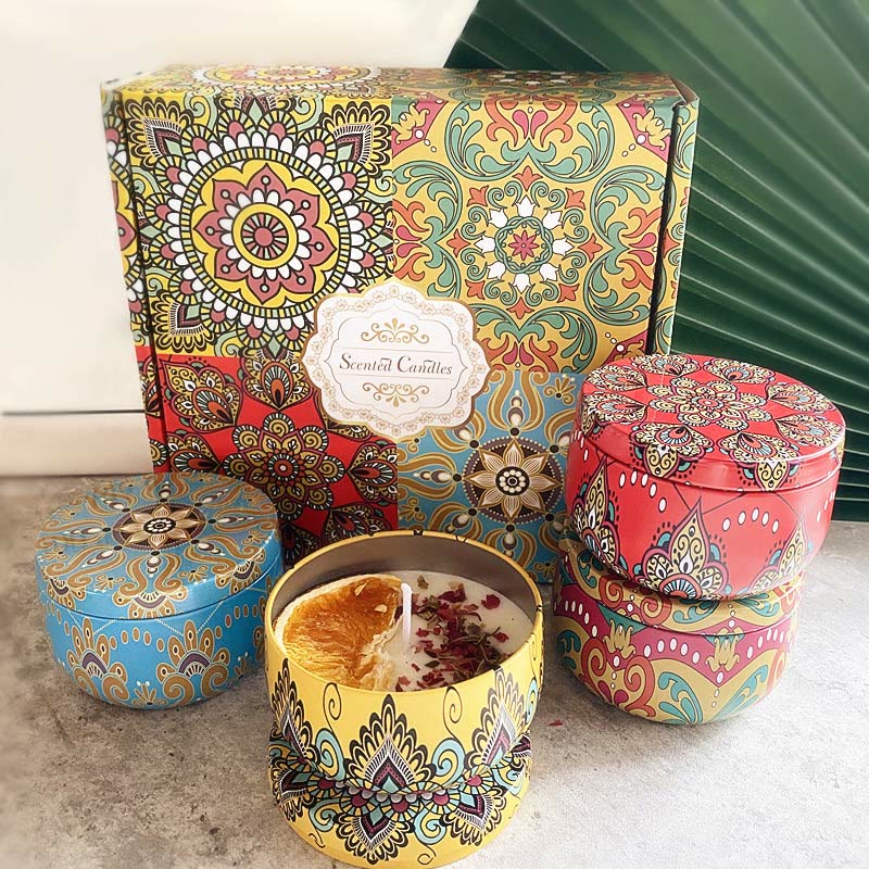 Olivenorma set 4 pezzi di candele profumate aromaterapia cristalli naturali