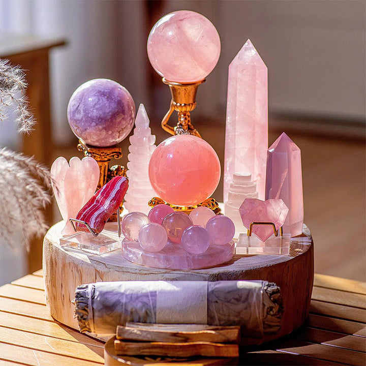Olivenorma Rose Quartz Amore e Fiducia Energia Cristal Array