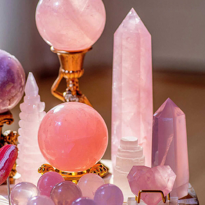 Olivenorma Rose Quartz Amore e Fiducia Energia Cristal Array
